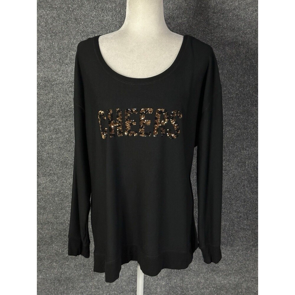 Torrid Sleep “Cheers” Black Long Sleeve Sweater Size 1X 3859